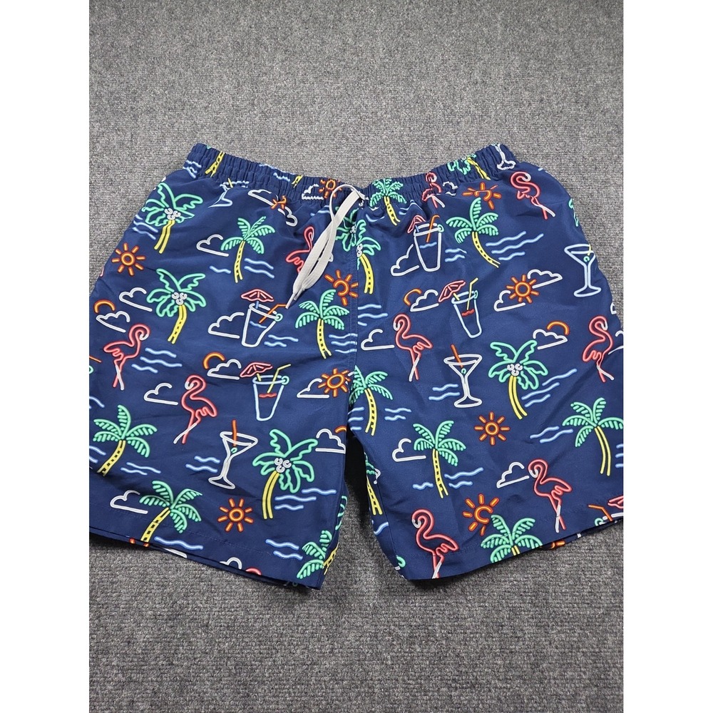 Chubbies Swim Trunks Mens XXL Navy Neon Lights Lined